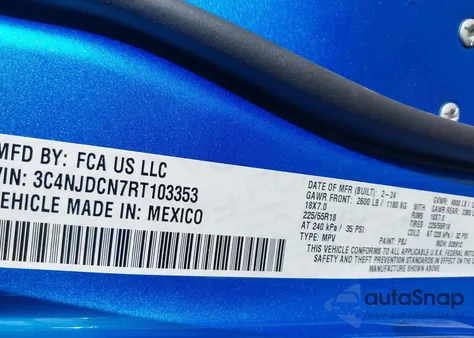 2024 Jeep Compass Limited 4X4 from USA, damaged, VIN 3C4NJDCN7RT103353